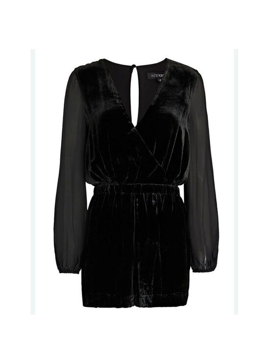 Intermix Dresses & Skirts - Intermix Women's Black Velvet Wrap Front Romper Size 10 Party/Cocktail